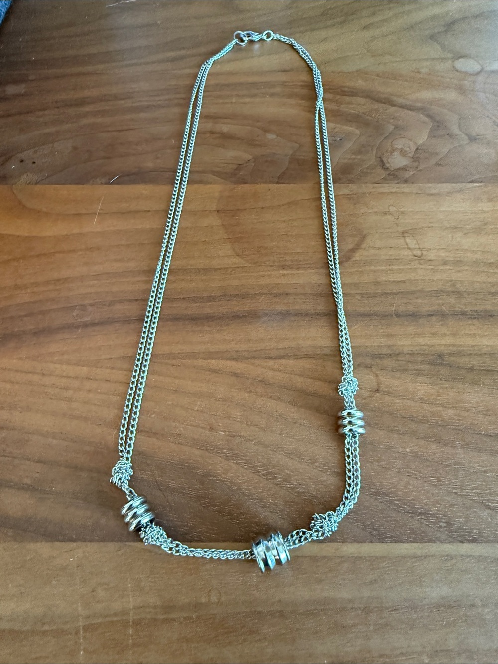 Silver-Tone Two Chain Statement Necklace - 23”
